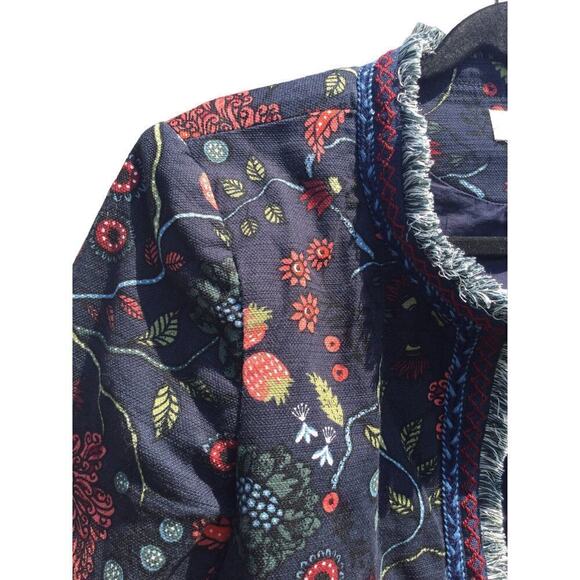 Loft Womens Embroidered Tapestry Jacket Size 0 XS Gypsy Strawberry Fairy Garden - Picture 6 of 12